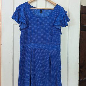 Vero Moda Blue mini/midi dress with orange polka dots